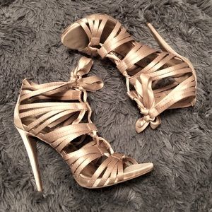 Champagne fabric heels